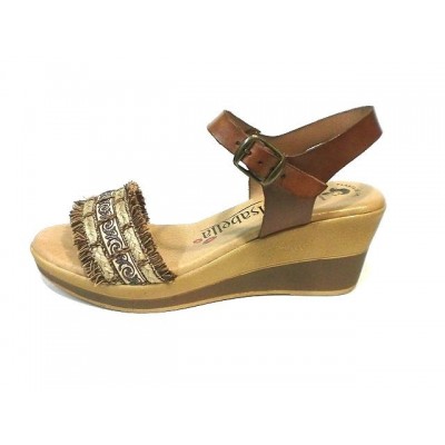 Sandalia piel cuña Oh Isabella Flecos Marron Sandalia piel cuña Oh Isabella Flecos Marron