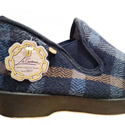 Zapatillas casa La Cadena 86058 Paño Elástico piso gordo Marino detalle del elástico Zapatillas casa La Cadena 86058 Paño Elástico piso gordo Marino detalle del elástico