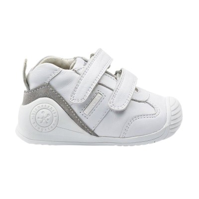 Zapatillas deportivas de piel Biomecanics para bebe con cierre de velcro color blanco Zapatillas deportivas de piel Biomecanics para bebe con cierre de velcro color blanco