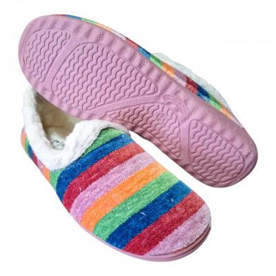 Zapatillas casa Soca 350 Rayas Borreguito Fresa piso goma caucho Zapatillas casa Soca 350 Rayas Borreguito Fresa piso goma caucho