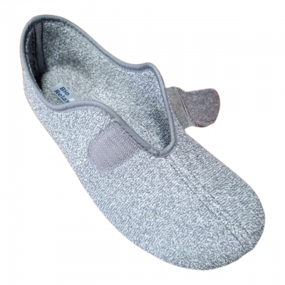 Zapatillas anchas Biorelax 13918 Velcro Rizo gris ajuste de velcro