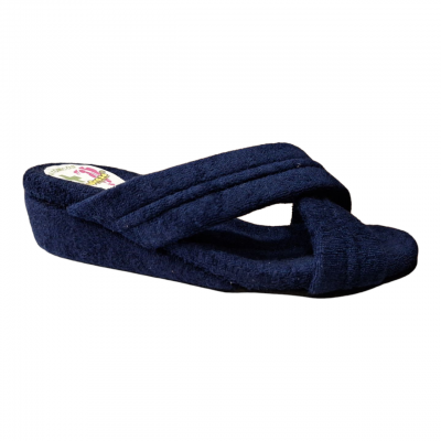 Zapatillas cuña D'Espinosa 258 algodón tiras cruzadas Marino