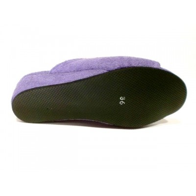 Zapatillas cuña D'Espinosa 259 algodón puntera abierta Lila piso microporoso