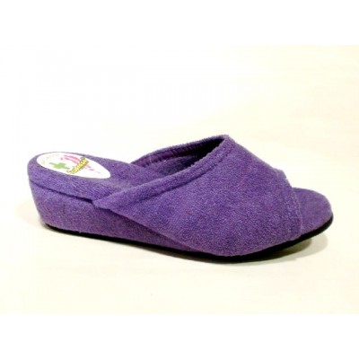Zapatillas cuña D'Espinosa 259 algodón puntera abierta Lila Zapatillas cuña D'Espinosa 259 algodón puntera abierta Lila