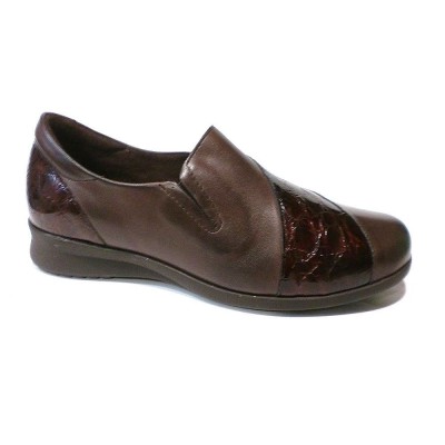 Zapato mujer Pitillos Bajo piel Marron combinado