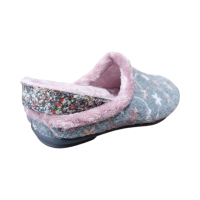 Zapatillas Vulca Bicha 4313 Descalza Paño Flores Gris plantilla extraíble