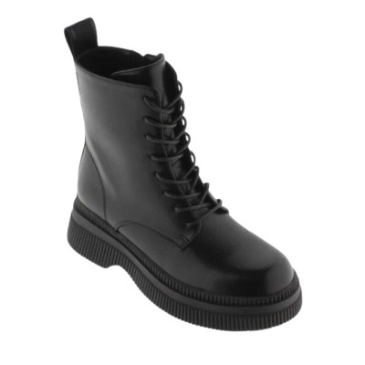 Bota Militar Mujer Victoria 301103 Dublin efecto piel Negro con cordón
