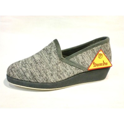 Zapatillas de casa con cuña Wamba Cerrada Paño Gris