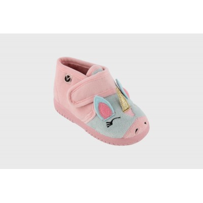 Zapatillas de casa animalitos botita velcro Victoria 5119 Ballet Rosa