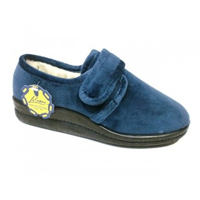 Zapatillas de casa paño terciopelo La Cadena forro lana Velcro ancho especial