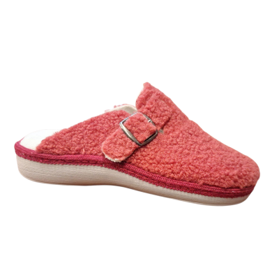Zapatillas para casa comodas Salvi Teddy Zueco Hebilla Guinda