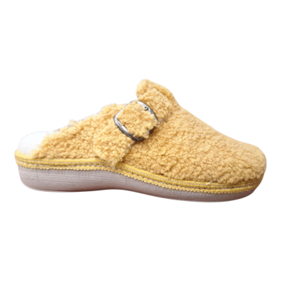Zapatillas para casa comodas Salvi Teddy Zueco Hebilla Mostaza