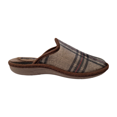 Zapatillas casa J´ortega C225 Confort Flex Paño Cuadros Marrón
