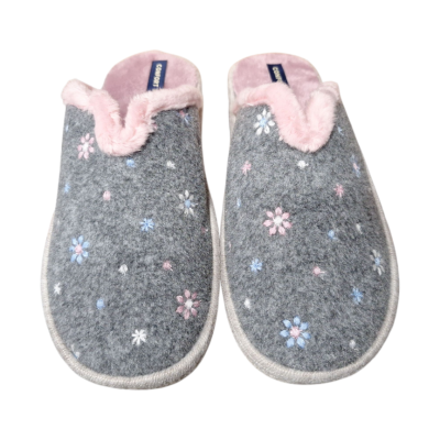 Zapatillas casa J´Ortega C340 Confort paño flores Gris