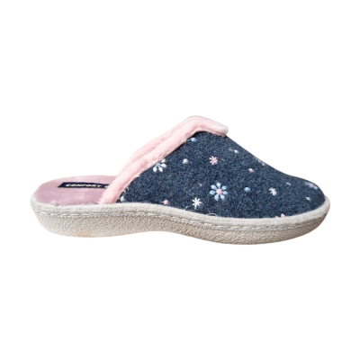 Zapatillas casa J´Ortega C340 Confort paño flores Marino bordado
