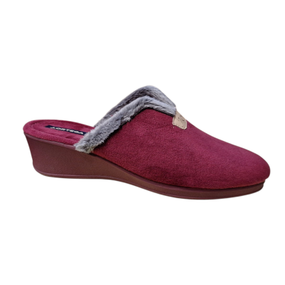 Zapatillas casa cuña J´ortega 1809 paño suave Burdeso