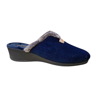 Zapatillas casa cuña J´ortega 1809 paño suave marino