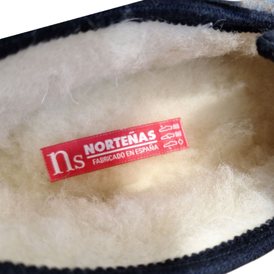 Zapatillas casa Norteñas 43-525 paño cuadros forro pura lana borreguito