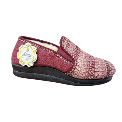 Zapatillas casa La Cadena 76525 cerrada punto rayas Burdeos