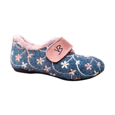 Zapatillas casa Vulca Bicha 4302 Velcro paño flores Marino