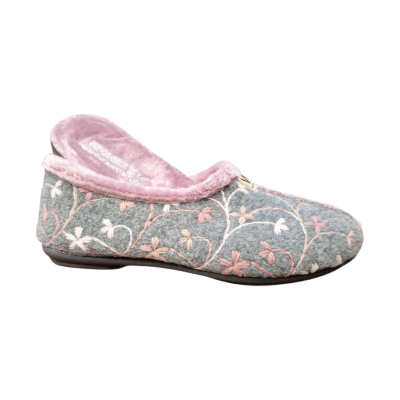 Zapatillas casa Vulca Bicha 4307 cerrada paño flores gris plantilla extraíble