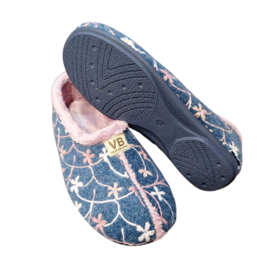 Zapatillas casa Vulca Bicha 4307 cerrada paño flores marino piso goma