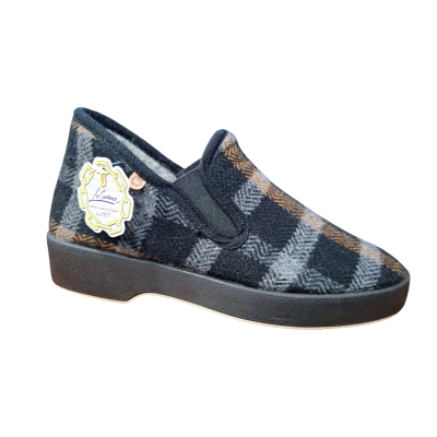 Zapatillas casa La Cadena 86058 Paño Elástico piso gordo Gris