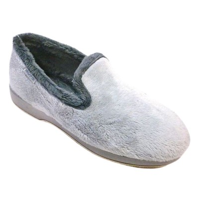 Zapatillas de casa para mujer de paño aterciopelado color gris