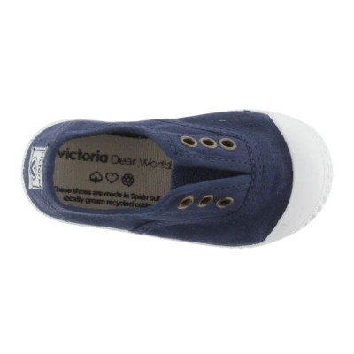 Zapatilla de lona modelo inglesita marca Victoria niños con empeine elástico y puntera goma color azul marino