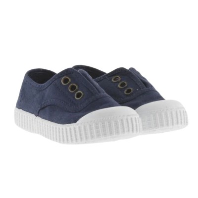 Inglesitas marca Victoria para niños sin cordones con elásticos en el empeine y puntera goma color azul marino