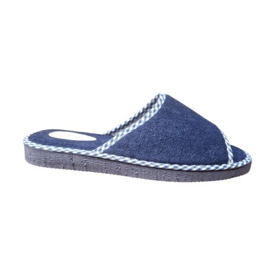 Zapatillas casa Huran 3007 Rizo puntera abierta Marino