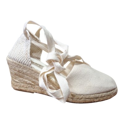 Alpargatas Valencianas Picon 9730 cintas y cuña alta de esparto Beige