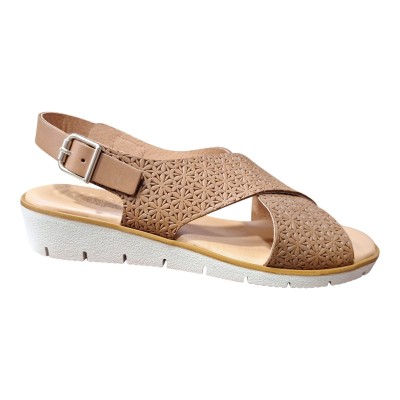 Sandalias Kaola 2275 tiras cruzadas piel grabada Marrón