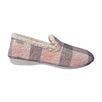 Zapatillas casa Muro 4017 Paño Cuadros Rosa
