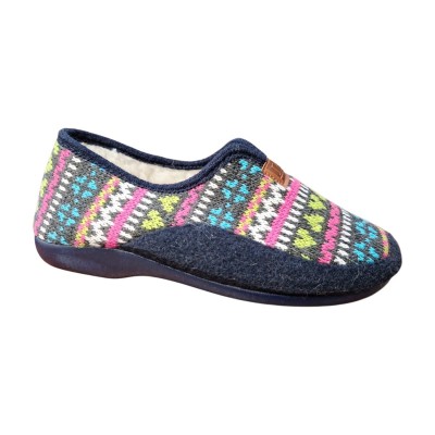 Zapatillas casa Norteñas 50-323 Copete Punto Borreguito Marino