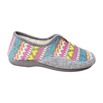 Zapatillas casa Norteñas 50-323 Copete Punto Borreguito Gris