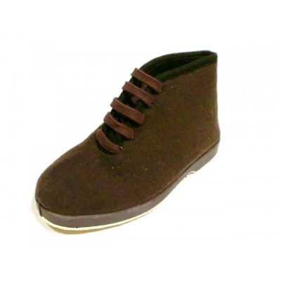 Zapatillas de casa Bota paño Soca Cordón Marron