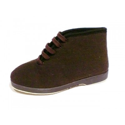 Zapatillas de casa Bota paño Soca Cordón Marron