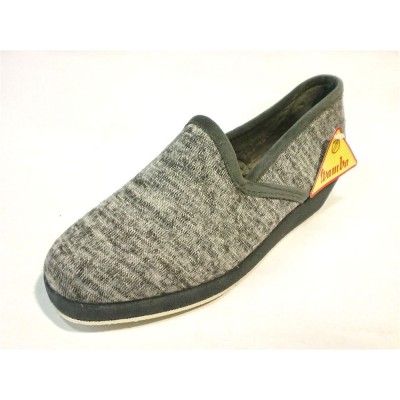 Zapatillas de casa con cuña Wamba Cerrada Paño Gris