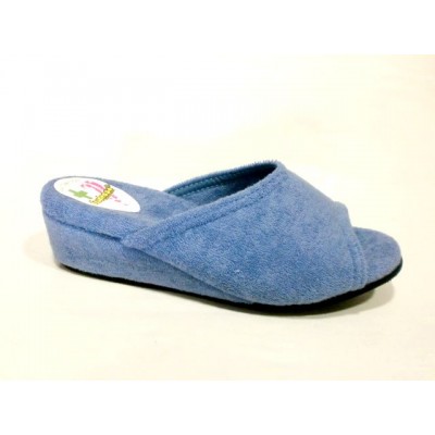 Zapatillas con cuña DEspinosa toalla algodon puntera abierta Aguamar