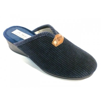 Zapatillas de casa con cuña para mujer J´Ortega Descalza Pana Marino Zapatillas de casa con cuña para mujer J´Ortega Descalza Pana Marino