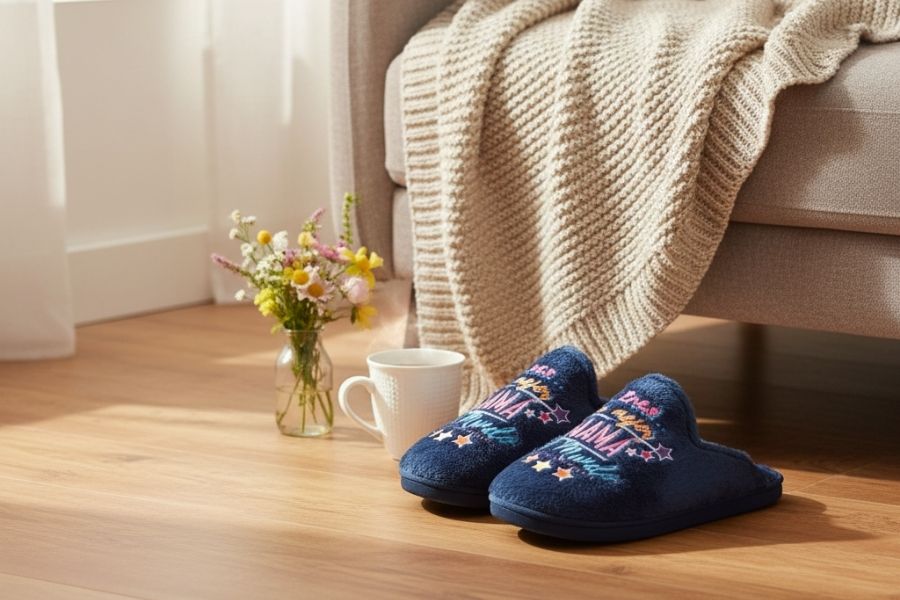 Zapatillas de casa con mensaje Día de la Madre